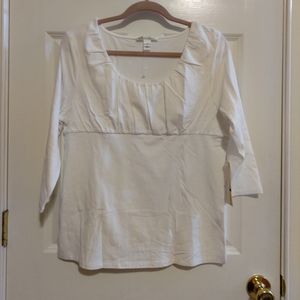 NEW Kenneth Cole Women's  White Scoop Neck 3/4 Sleeve Knit  Top Size XL